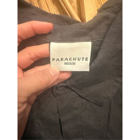 Parachute Charcoal Gray Linen Collared Long Sleeve Button Up Shirt Size Medium - Picture 3 of 5